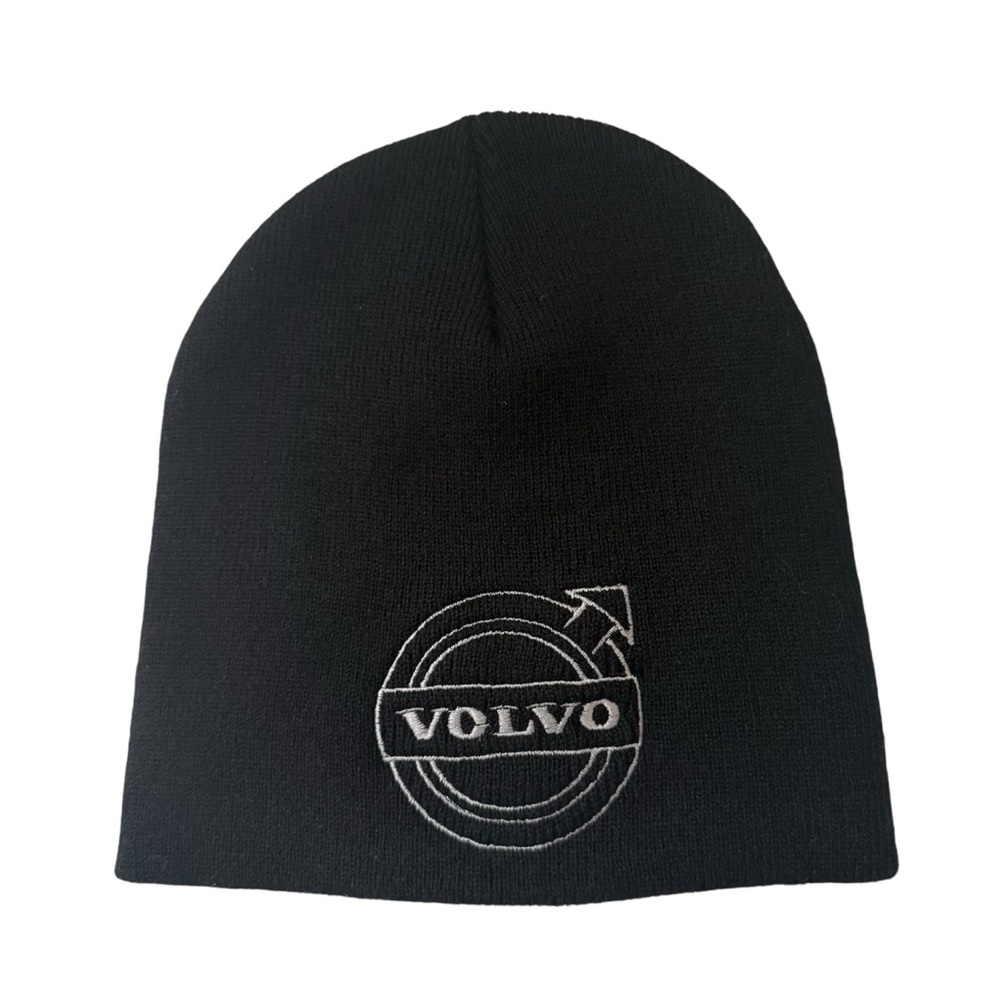 Volvo Black Knit Beanie Hat Embroidered Logo Cameo 70% Acrylic 30% Wool OSFA